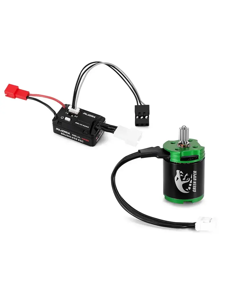 INJORA INJMBL32-NANO-INM21 AXIAL SCX30 MBL32-NANO ESC & 1621 GREEN VIPER BRUSHLESS COMBO (3600KV)