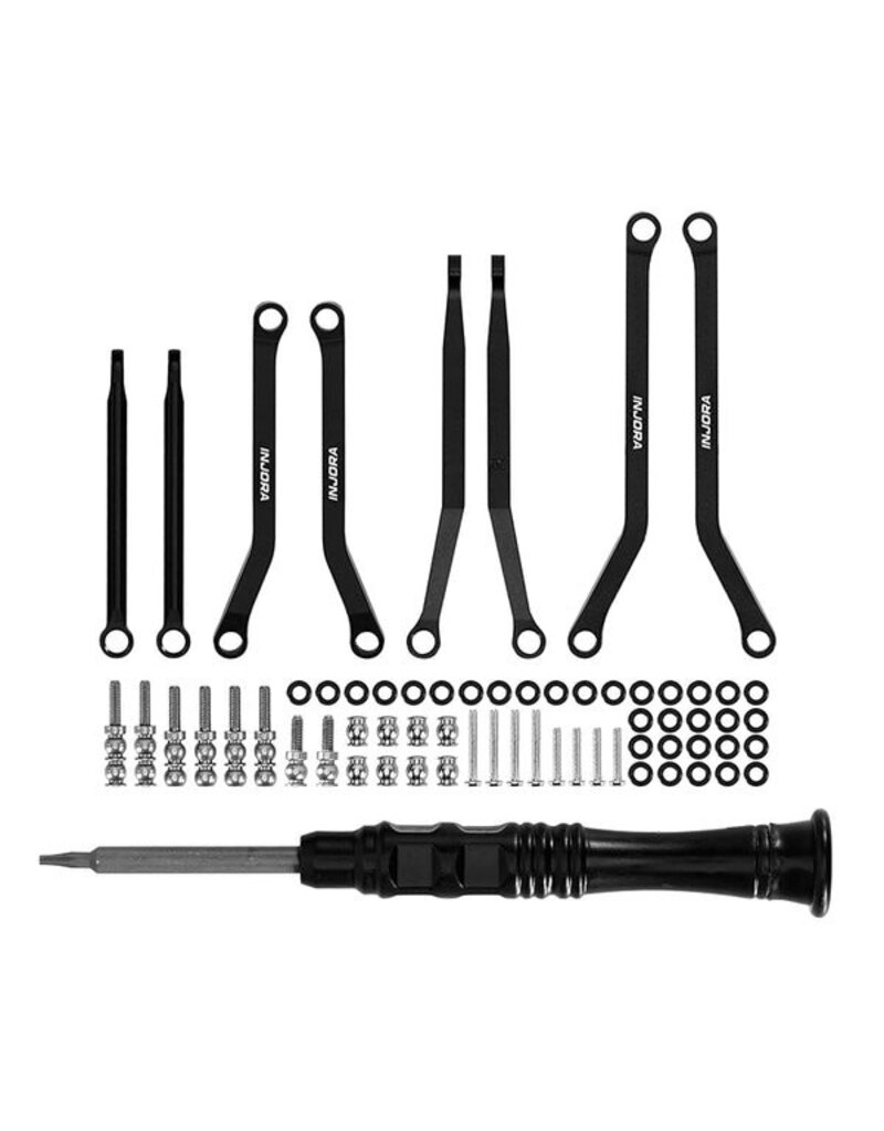INJORA INJSCX30-02BK AXIAL SCX30 ALUMINUM HIGH CLEARANCE SUSPENSION LINKS SET (BLACK)