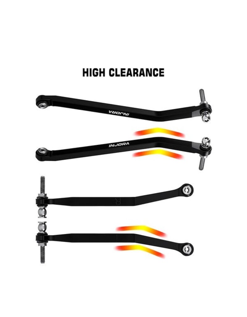 INJORA INJSCX30-02BK AXIAL SCX30 ALUMINUM HIGH CLEARANCE SUSPENSION LINKS SET (BLACK)