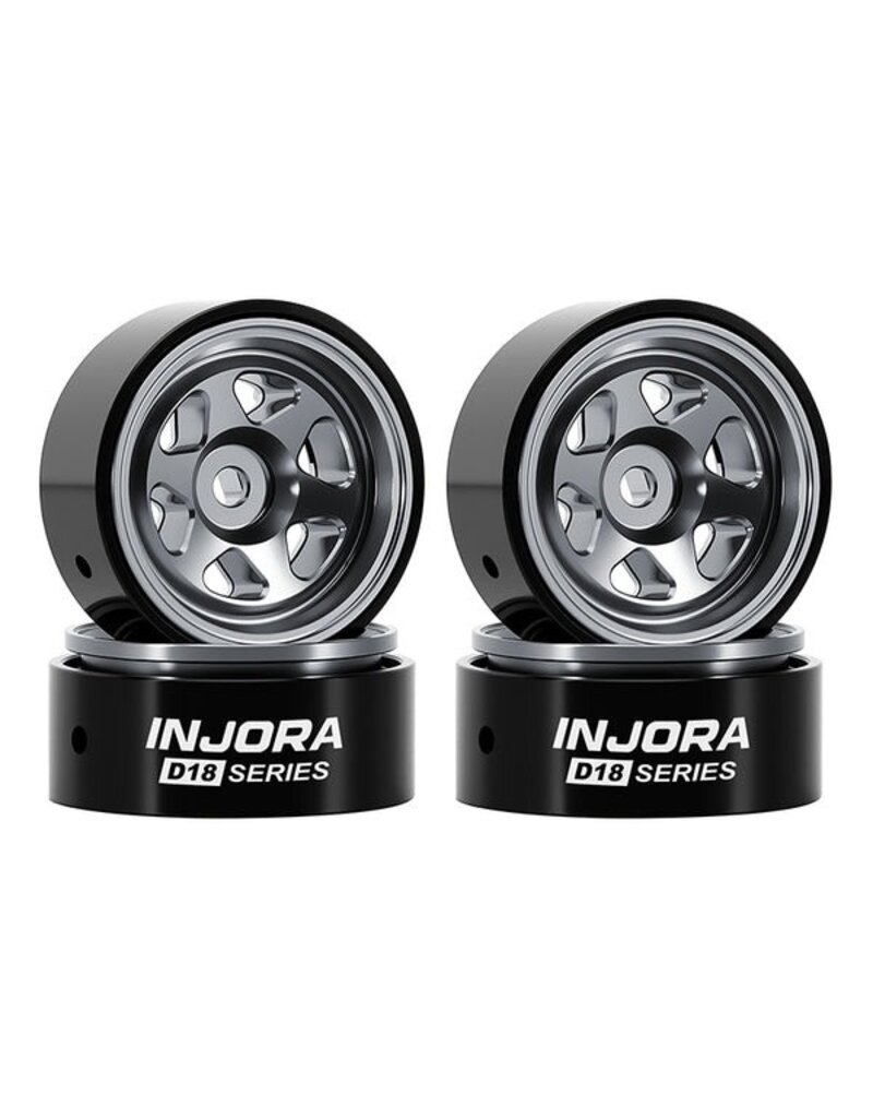 INJORA INJW7001TI-18 AXIAL SCX30 0.7" 6-SPOKE ALUMINUM MICRO ROCK CRAWLER BEADLOCK WHEELS (TITANIUM) (4) (4G EA)