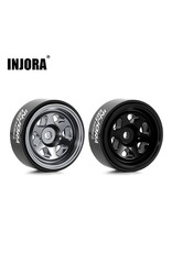INJORA INJW7001TI-18 AXIAL SCX30 0.7" 6-SPOKE ALUMINUM MICRO ROCK CRAWLER BEADLOCK WHEELS (TITANIUM) (4) (4G EA)