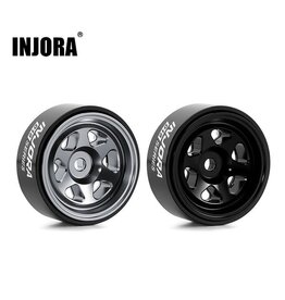 INJORA INJW7001TI-18 AXIAL SCX30 0.7" 6-SPOKE ALUMINUM MICRO ROCK CRAWLER BEADLOCK WHEELS (TITANIUM) (4) (4G EA)