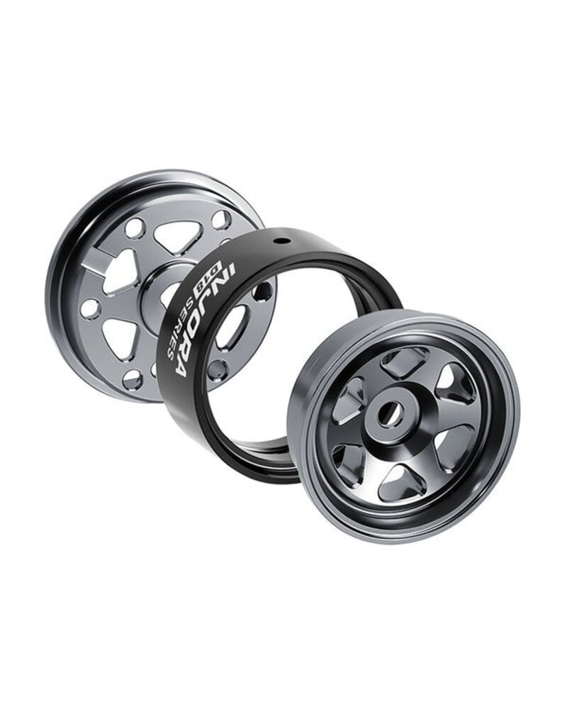 INJORA INJW7001TI-18 AXIAL SCX30 0.7" 6-SPOKE ALUMINUM MICRO ROCK CRAWLER BEADLOCK WHEELS (TITANIUM) (4) (4G EA)