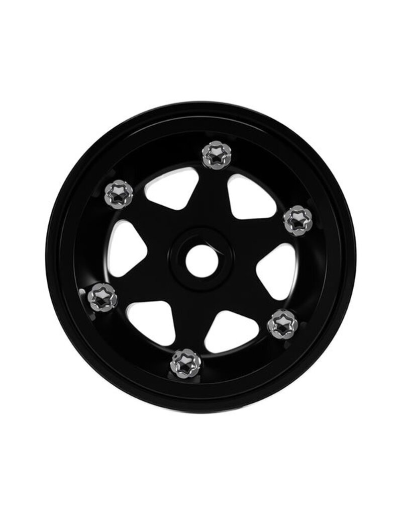INJORA INJW7001BK-18 AXIAL SCX30 0.7" 6-SPOKE ALUMINUM MICRO ROCK CRAWLER BEADLOCK WHEELS (BLACK) (4) (4G EA)