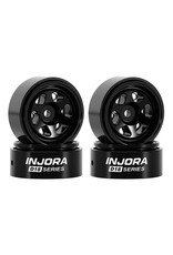 INJORA INJW7001BK-18 AXIAL SCX30 0.7" 6-SPOKE ALUMINUM MICRO ROCK CRAWLER BEADLOCK WHEELS (BLACK) (4) (4G EA)
