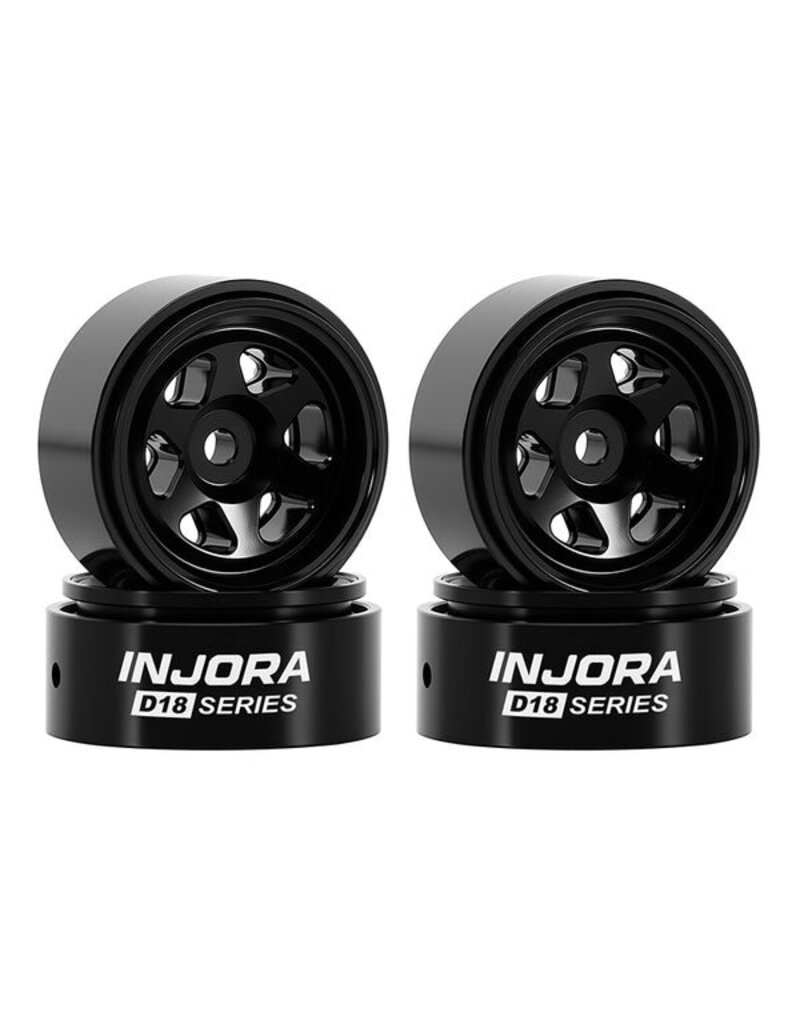 INJORA INJW7001BK-18 AXIAL SCX30 0.7" 6-SPOKE ALUMINUM MICRO ROCK CRAWLER BEADLOCK WHEELS (BLACK) (4) (4G EA)