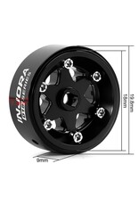 INJORA INJW7001BK-18 AXIAL SCX30 0.7" 6-SPOKE ALUMINUM MICRO ROCK CRAWLER BEADLOCK WHEELS (BLACK) (4) (4G EA)