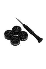 INJORA INJW7001BK-18 AXIAL SCX30 0.7" 6-SPOKE ALUMINUM MICRO ROCK CRAWLER BEADLOCK WHEELS (BLACK) (4) (4G EA)