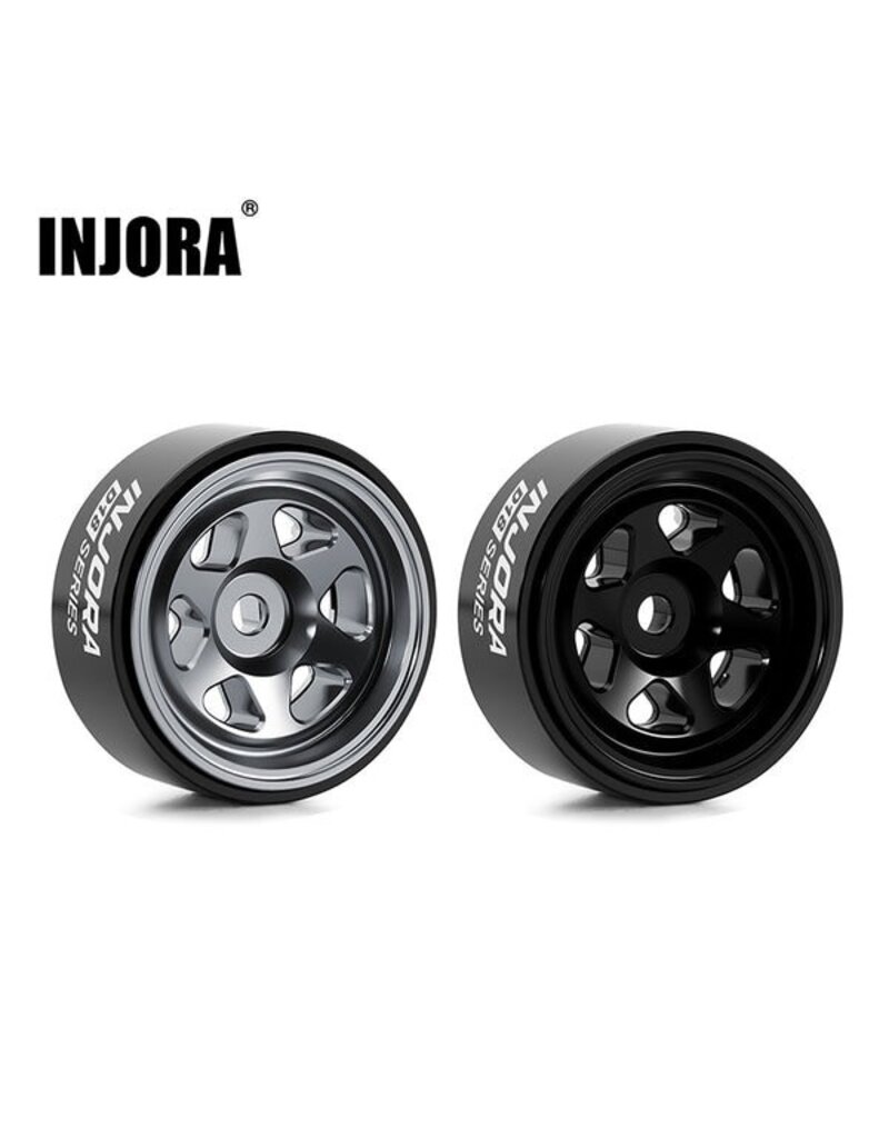 INJORA INJW7001BK-18 AXIAL SCX30 0.7" 6-SPOKE ALUMINUM MICRO ROCK CRAWLER BEADLOCK WHEELS (BLACK) (4) (4G EA)