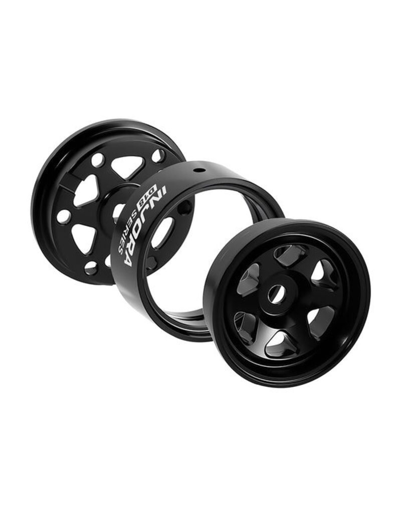 INJORA INJW7001BK-18 AXIAL SCX30 0.7" 6-SPOKE ALUMINUM MICRO ROCK CRAWLER BEADLOCK WHEELS (BLACK) (4) (4G EA)