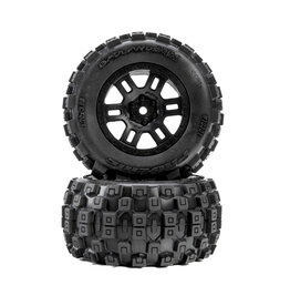 PROLINE RACING PRO1030110 BADLANDS F/R TIRES MTD 12MM BLACK SPLIT SIX (2) FOR ARRMA MINI KRATON