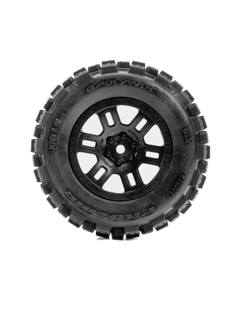 PROLINE RACING PRO1030110 BADLANDS F/R TIRES MTD 12MM BLACK SPLIT SIX (2) FOR ARRMA MINI KRATON