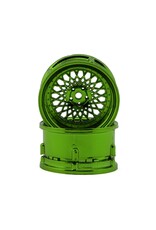 DS RACING DSC-DE-332 ELEMENT MESH 1/10 DRIFT WHEELS (GREEN CHROME) (2) (ADJUSTABLE OFFSET) W/12MM HEX