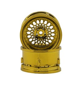 DS RACING DSC-DE-331 ELEMENT MESH 1/10 DRIFT WHEELS (GOLD CHROME) (2) (ADJUSTABLE OFFSET) W/12MM HEX