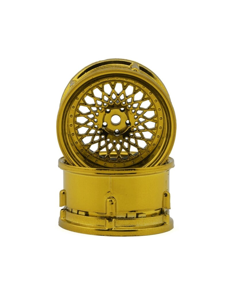 DS RACING DSC-DE-331 ELEMENT MESH 1/10 DRIFT WHEELS (GOLD CHROME) (2) (ADJUSTABLE OFFSET) W/12MM HEX