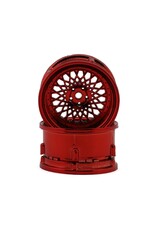DS RACING DSC-DE-333 ELEMENT MESH 1/10 DRIFT WHEELS (RED CHROME) (2) (ADJUSTABLE OFFSET) W/12MM HEX