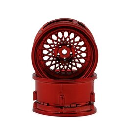 DS RACING DSC-DE-333 ELEMENT MESH 1/10 DRIFT WHEELS (RED CHROME) (2) (ADJUSTABLE OFFSET) W/12MM HEX