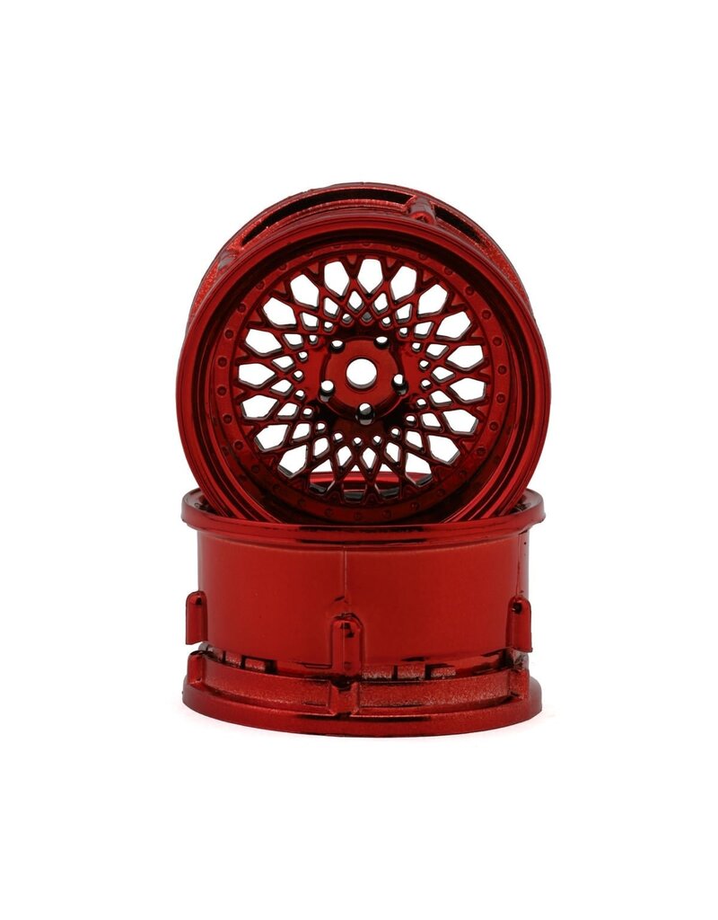 DS RACING DSC-DE-333 ELEMENT MESH 1/10 DRIFT WHEELS (RED CHROME) (2) (ADJUSTABLE OFFSET) W/12MM HEX