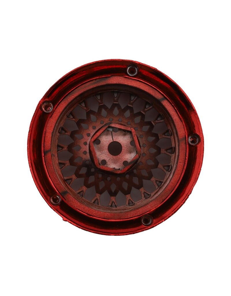 DS RACING DSC-DE-333 ELEMENT MESH 1/10 DRIFT WHEELS (RED CHROME) (2) (ADJUSTABLE OFFSET) W/12MM HEX