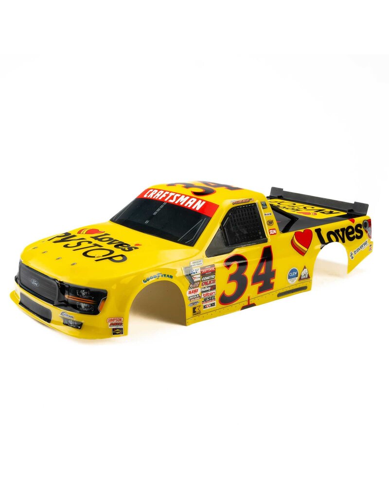 PROLINE RACING PRO365420 LIMITED EDITION PRE-PAINTED/PRE-CUT LAYNE RIGGS #34 LOVE'S BODY FOR LOSI NASCAR