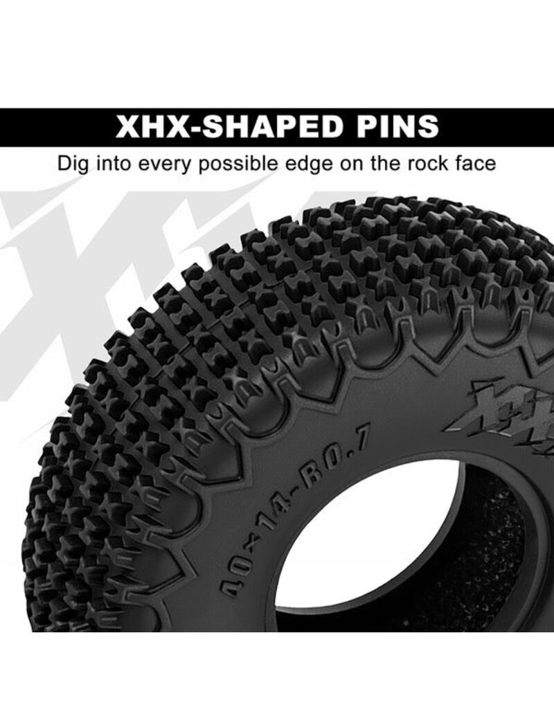 INJORA INJT7021 AXIAL SCX30 0.7" XHX PIN MICRO ROCK CRAWLER TIRES (4) (40MM OD) (S5) W/FOAM INSERTS