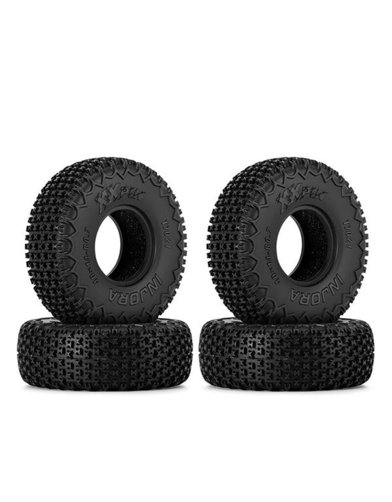 INJORA INJT7021 AXIAL SCX30 0.7" XHX PIN MICRO ROCK CRAWLER TIRES (4) (40MM OD) (S5) W/FOAM INSERTS