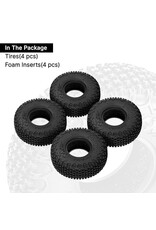 INJORA INJT7021 AXIAL SCX30 0.7" XHX PIN MICRO ROCK CRAWLER TIRES (4) (40MM OD) (S5) W/FOAM INSERTS