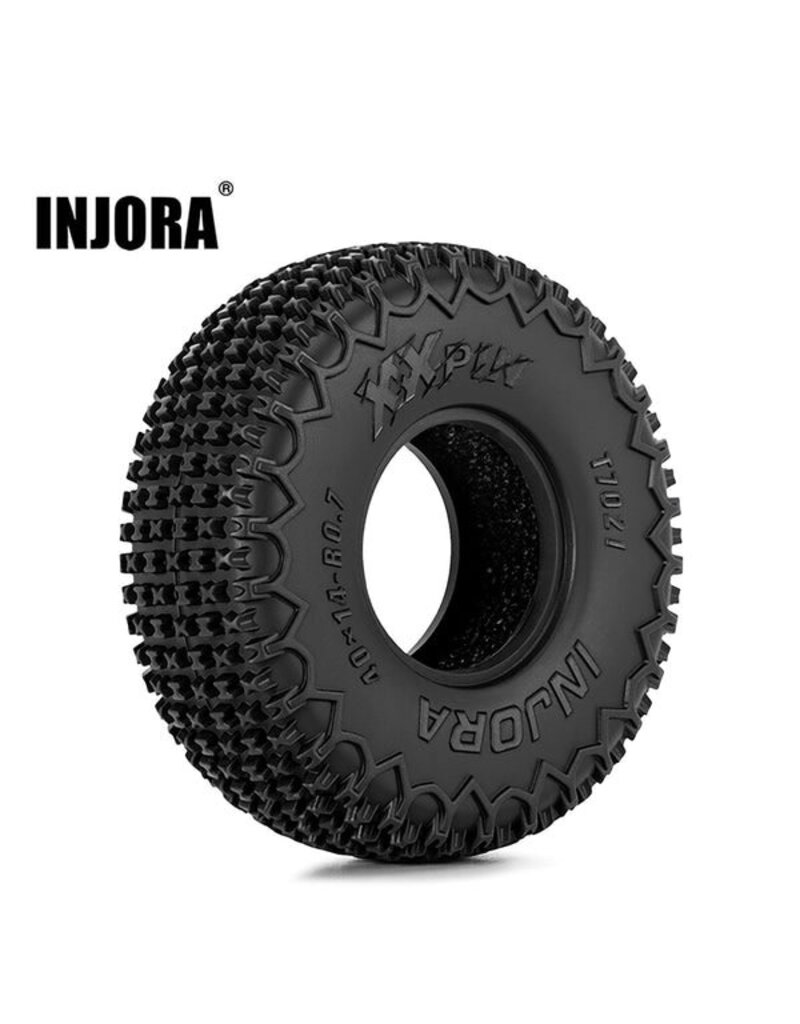 INJORA INJT7021 AXIAL SCX30 0.7" XHX PIN MICRO ROCK CRAWLER TIRES (4) (40MM OD) (S5) W/FOAM INSERTS