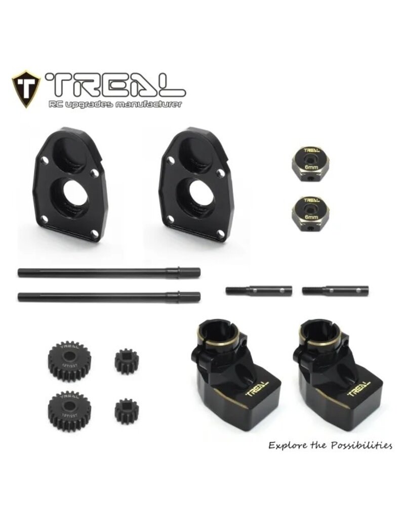 TREAL TRLX003YCWR21 AXIAL SCX10 PRO REAR PORTAL AXLE KIT W/STUB AXLE SHAFTS