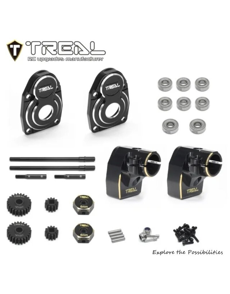 TREAL TRLX003YCWR21 AXIAL SCX10 PRO REAR PORTAL AXLE KIT W/STUB AXLE SHAFTS