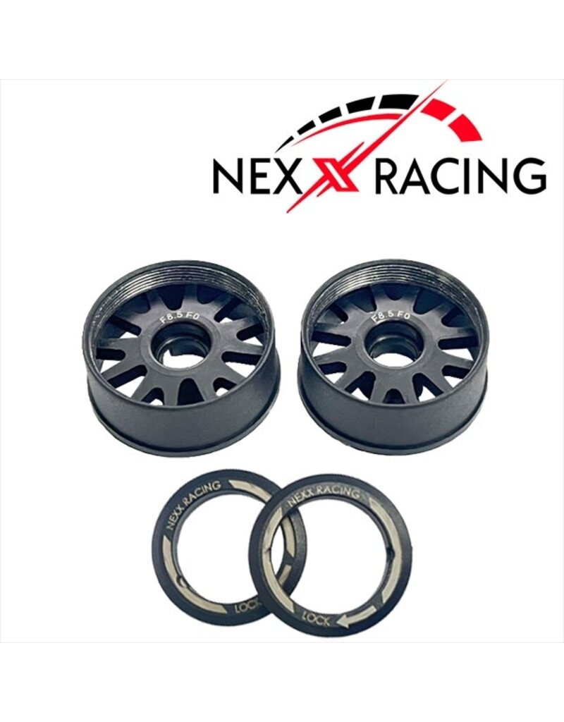 NEXX RACING NXUSA-EVO-F-0 2WD “JUD” F8.5MM THREADED CARBON-FIBER REINFORCED EVO WHEELS (BLACK)