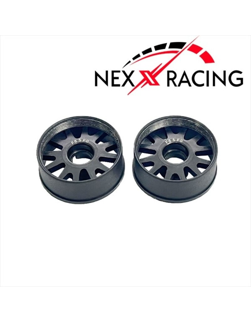 NEXX RACING NXUSA-EVO-F-0 2WD “JUD” F8.5MM THREADED CARBON-FIBER REINFORCED EVO WHEELS (BLACK)