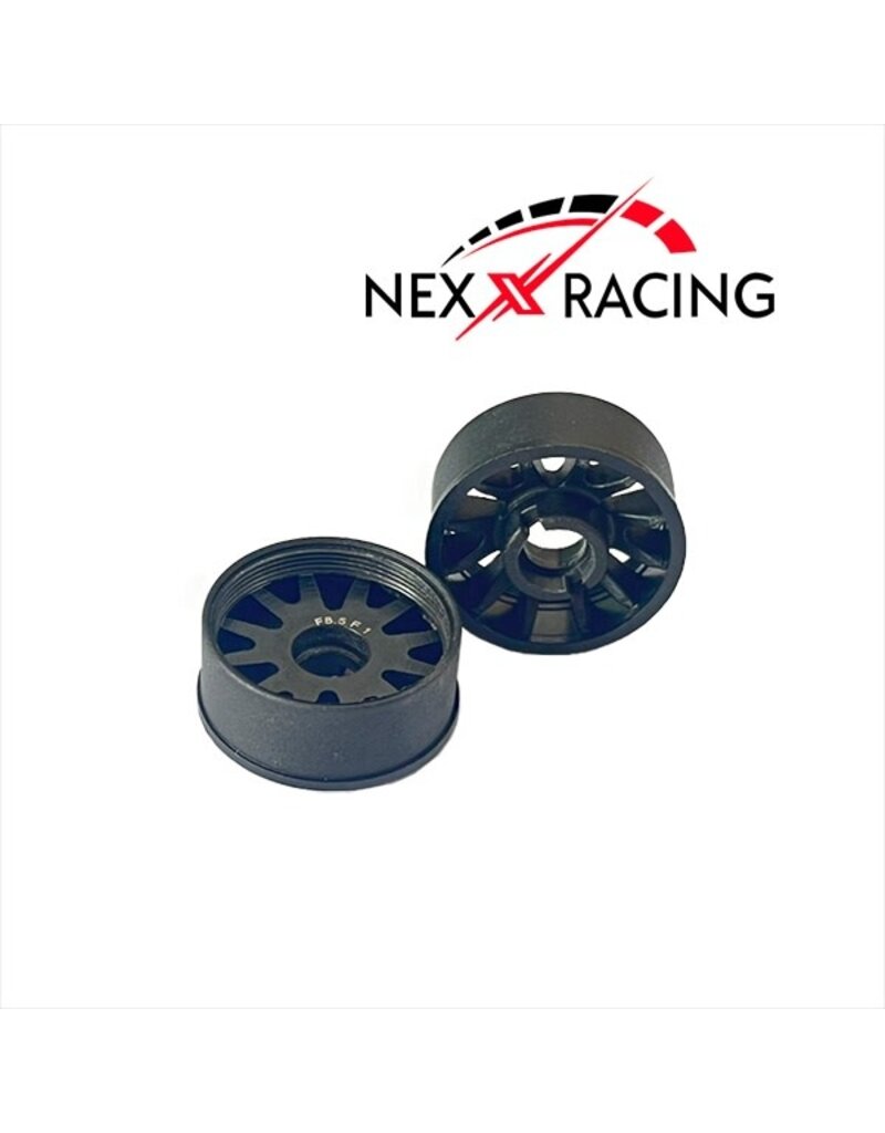 NEXX RACING NXUSA-EVO-F+1 2WD “JUD” F8.5MM THREADED CARBON-FIBER REINFORCED EVO WHEELS (BLACK)
