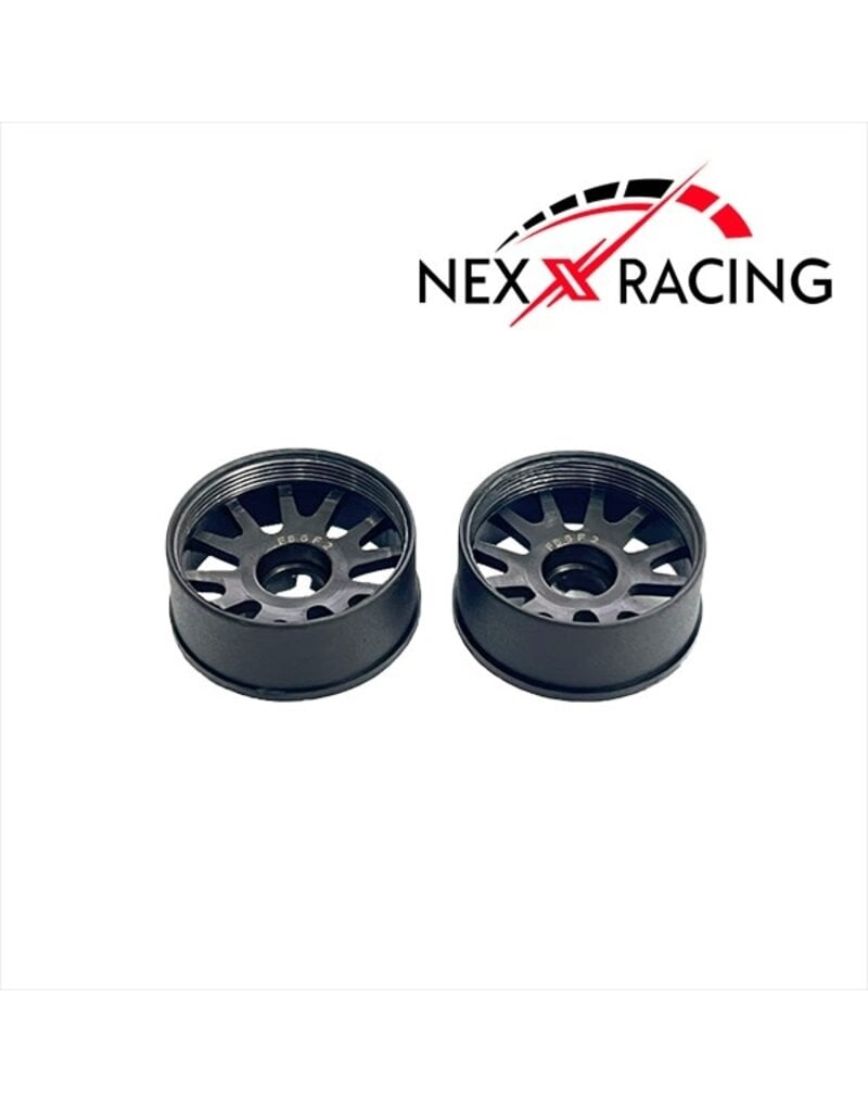 NEXX RACING NXUSA-EVO-F+2 2WD “JUD” F8.5MM THREADED CARBON-FIBER REINFORCED EVO WHEELS (BLACK)
