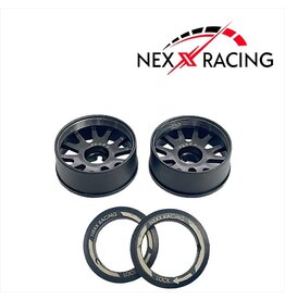 NEXX RACING NXUSA-EVO-F+2 2WD “JUD” F8.5MM THREADED CARBON-FIBER REINFORCED EVO WHEELS (BLACK)
