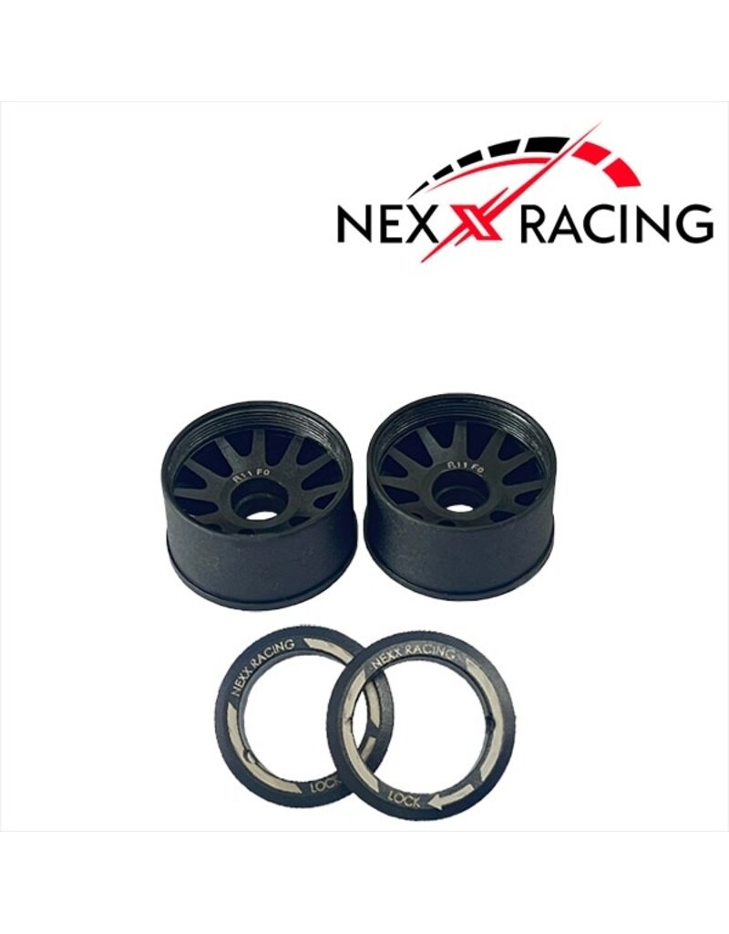 NEXX RACING NXUSA-EVO-R-0 2WD “JUD” R11MM THREADED CARBON-FIBER REINFORCED EVO WHEELS (BLACK)