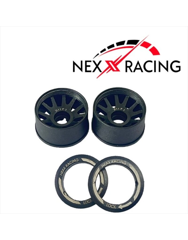 NEXX RACING NXUSA-EVO-R+1 2WD “JUD” R11MM THREADED CARBON-FIBER REINFORCED EVO WHEELS (BLACK)