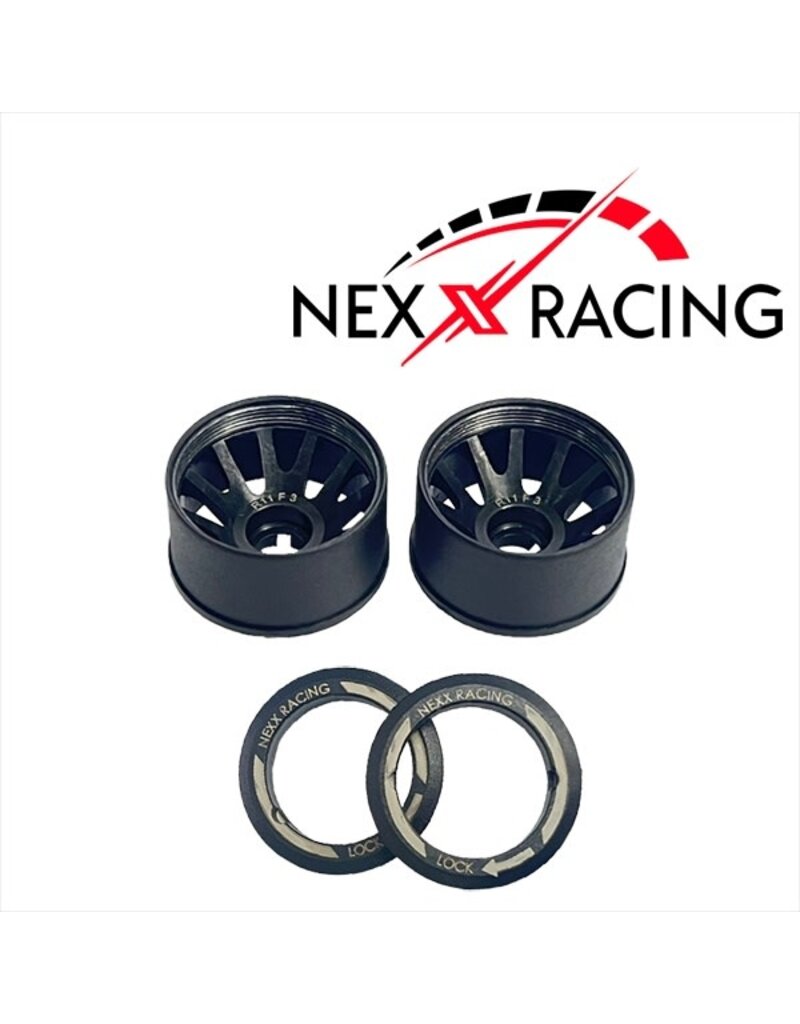 NEXX RACING NXUSA-EVO-R+3 2WD “JUD” R11MM THREADED CARBON-FIBER REINFORCED EVO WHEELS (BLACK)