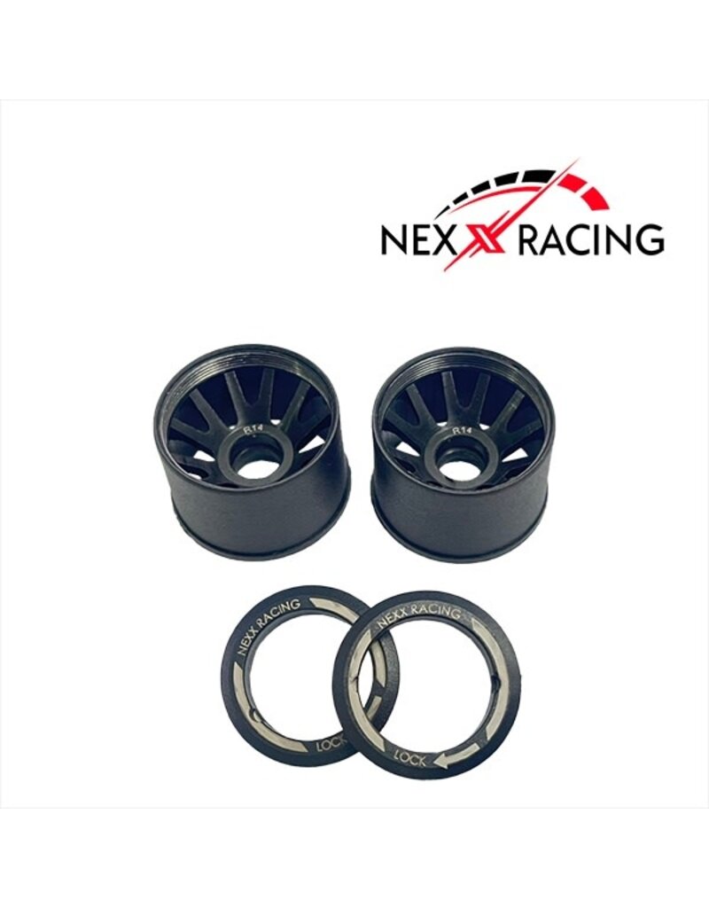NEXX RACING NXUSA-EVO-R14 2WD “JUD” R14MM THREADED CARBON-FIBER REINFORCED EVO WHEELS (BLACK)