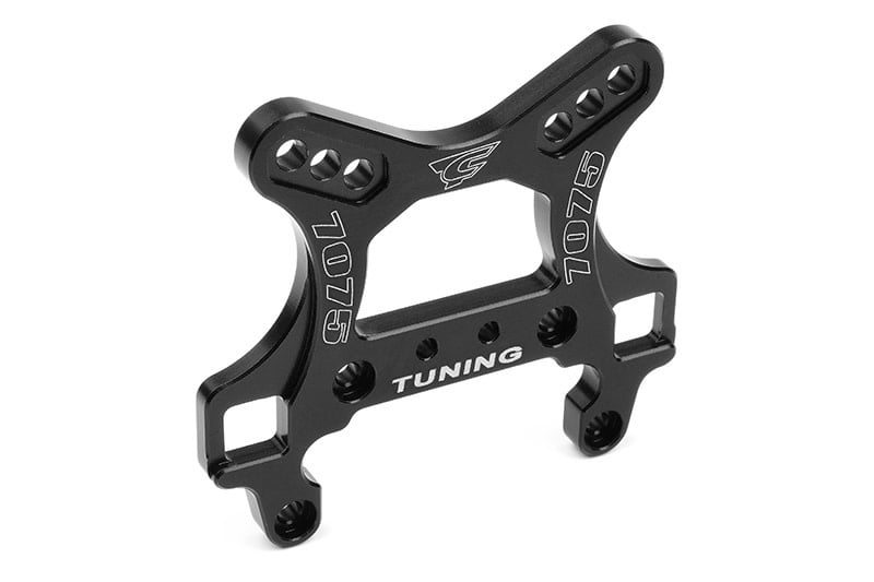 COR00180-424 FRONT SHOCK TOWER, 5MM SWISS 7075 T6 ALUMINUM, BLACK, FITS PYTHON XP, RADIX 4S, RADIX 6S