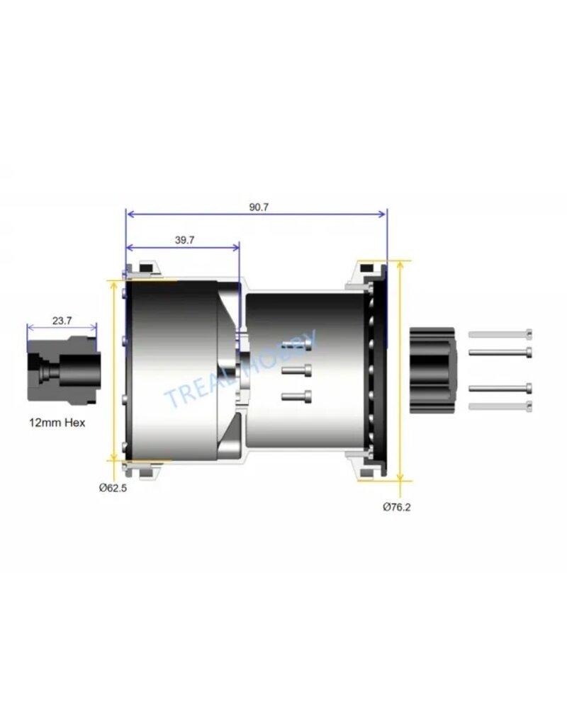 TREAL TRLB07GN6GKB6 2.6" ALUMINUM BEADLOCK MONSTER TRUCK WHEELS (SILVER/GREEN) (2)