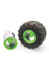 TREAL TRLB07GN6GKB6 2.6" ALUMINUM BEADLOCK MONSTER TRUCK WHEELS (SILVER/GREEN) (2)