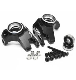 TREAL TRLX0032N3I61 SCX6 ALUMINUM FRONT STEERING KNUCKLES (BLACK) (2)