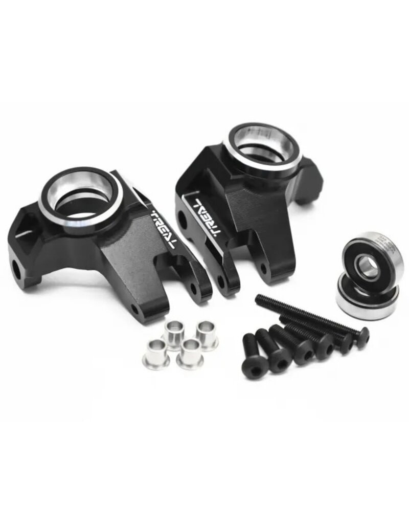 TREAL TRLX0032N3I61 SCX6 ALUMINUM FRONT STEERING KNUCKLES (BLACK) (2)