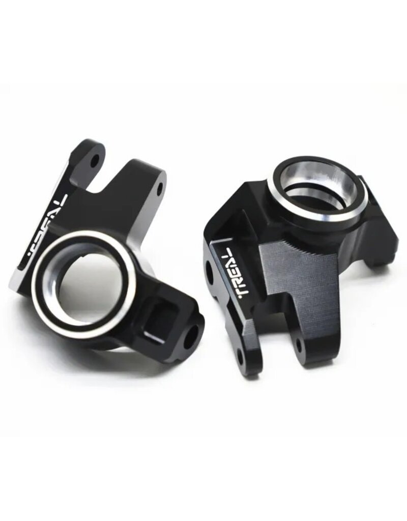 TREAL TRLX0032N3I61 SCX6 ALUMINUM FRONT STEERING KNUCKLES (BLACK) (2)