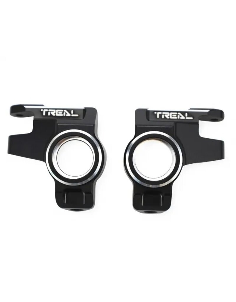 TREAL TRLX0032N3I61 SCX6 ALUMINUM FRONT STEERING KNUCKLES (BLACK) (2)