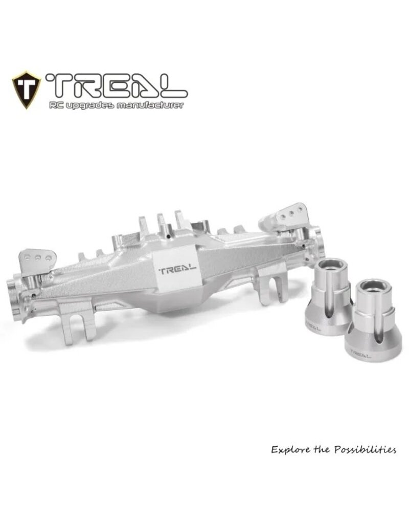 TREAL TRLX004XGG09N LOSI LMT 2.0 7075 ALUMINUM REAR AXLE HOUSING SET (SILVER) W/ALUMINUM REAR HUBS & BOTTOM SHOCK MOUNTS