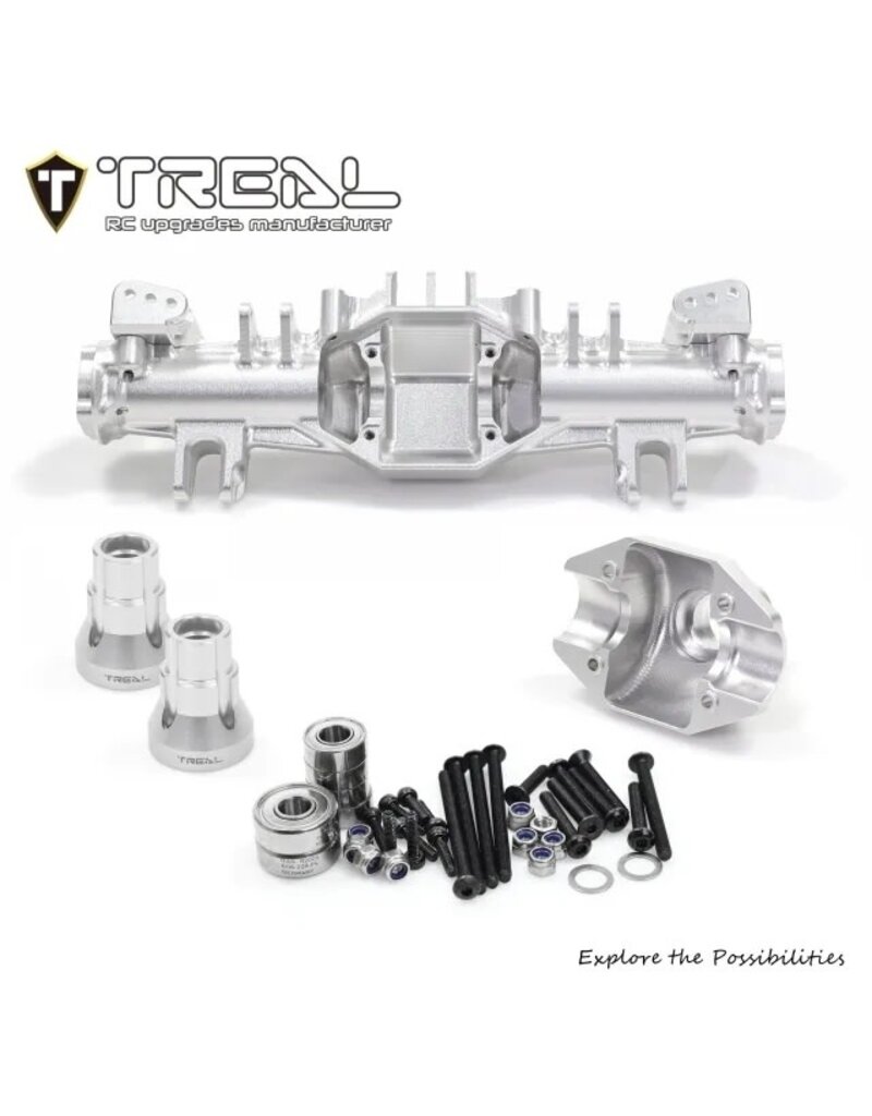 TREAL TRLX004XGG09N LOSI LMT 2.0 7075 ALUMINUM REAR AXLE HOUSING SET (SILVER) W/ALUMINUM REAR HUBS & BOTTOM SHOCK MOUNTS