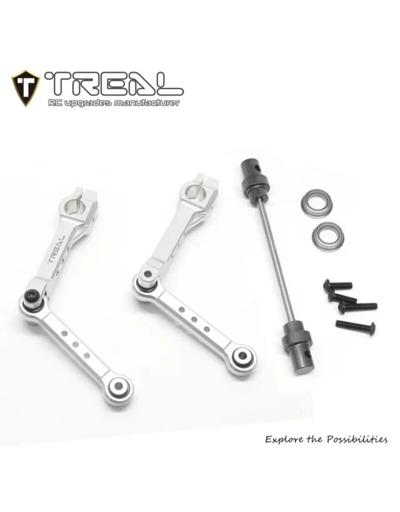 TREAL TRLX002V2VCIF LOSI LMT CNC ALUMINUM SWAY BAR SET (SILVER) (2) (FRONT/REAR)