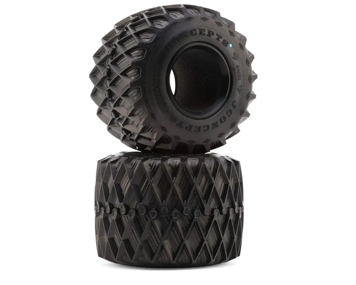 JCO4181-01 CHEESE RACER 2.6" MONSTER TRUCK TIRES (2) (BLUE) W/FOAM INSERTS